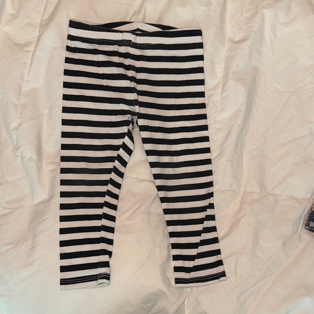 Okie Dokie Black and White Striped Leggings